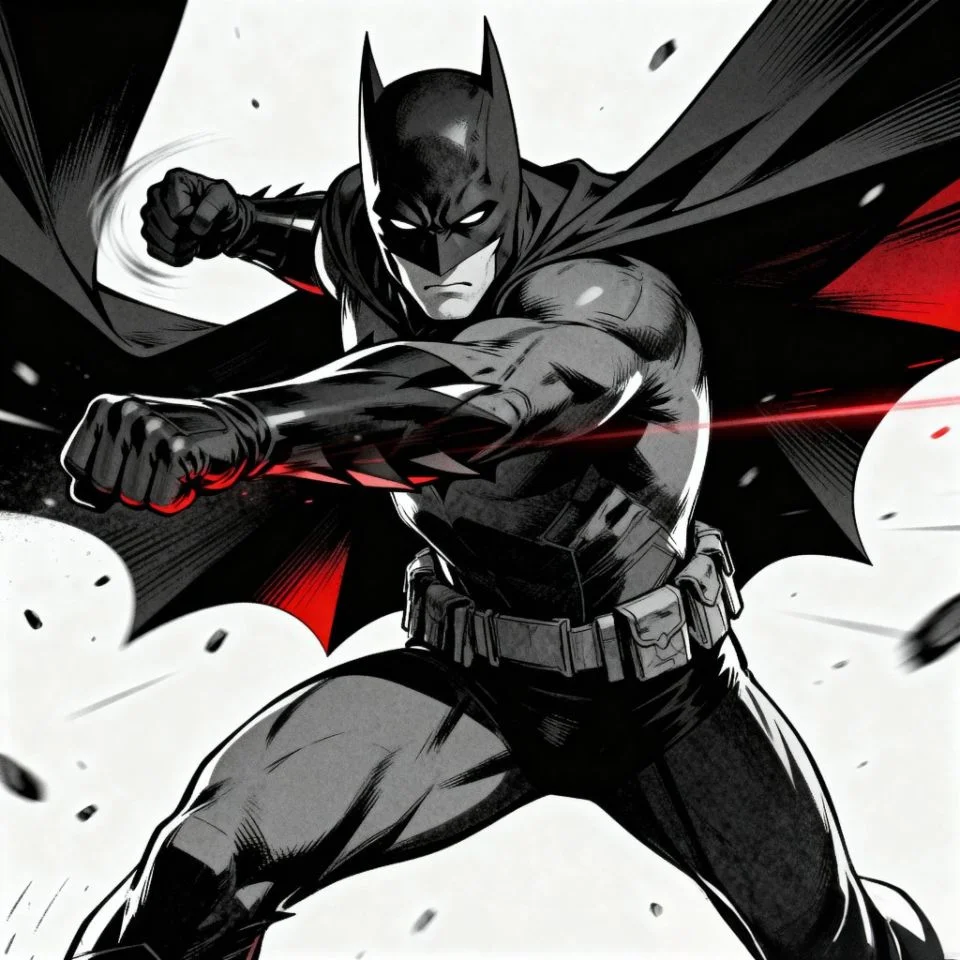 Action manga Batman PFP with fight motion blur