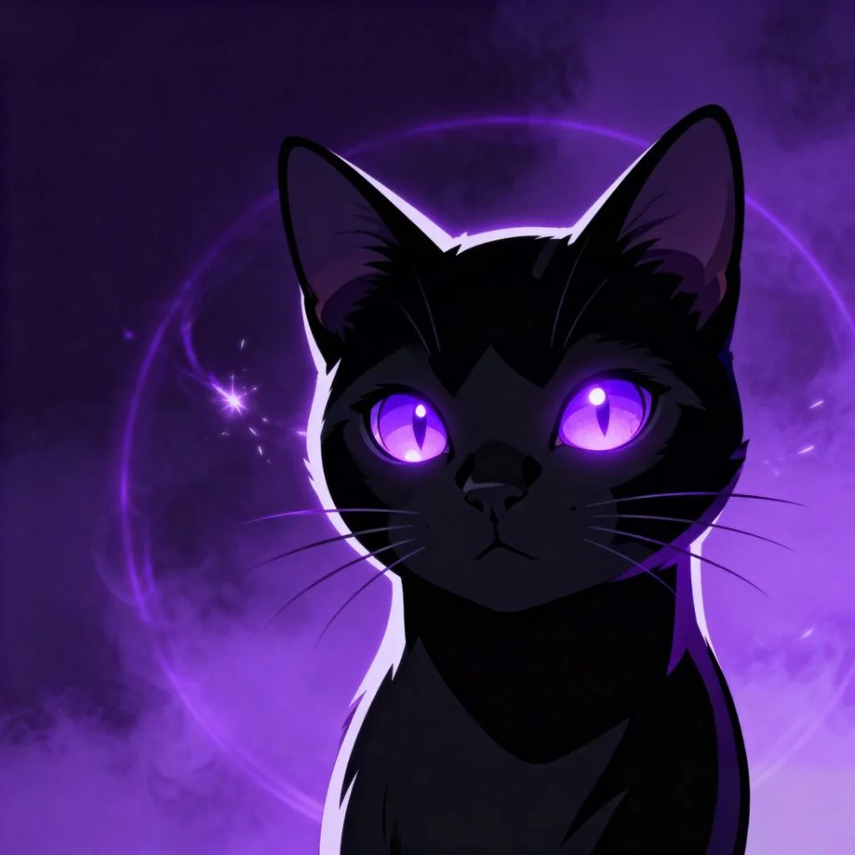 black-cat-pfp-anime-glow anime black cat with glowing purple eyes mystical vibe