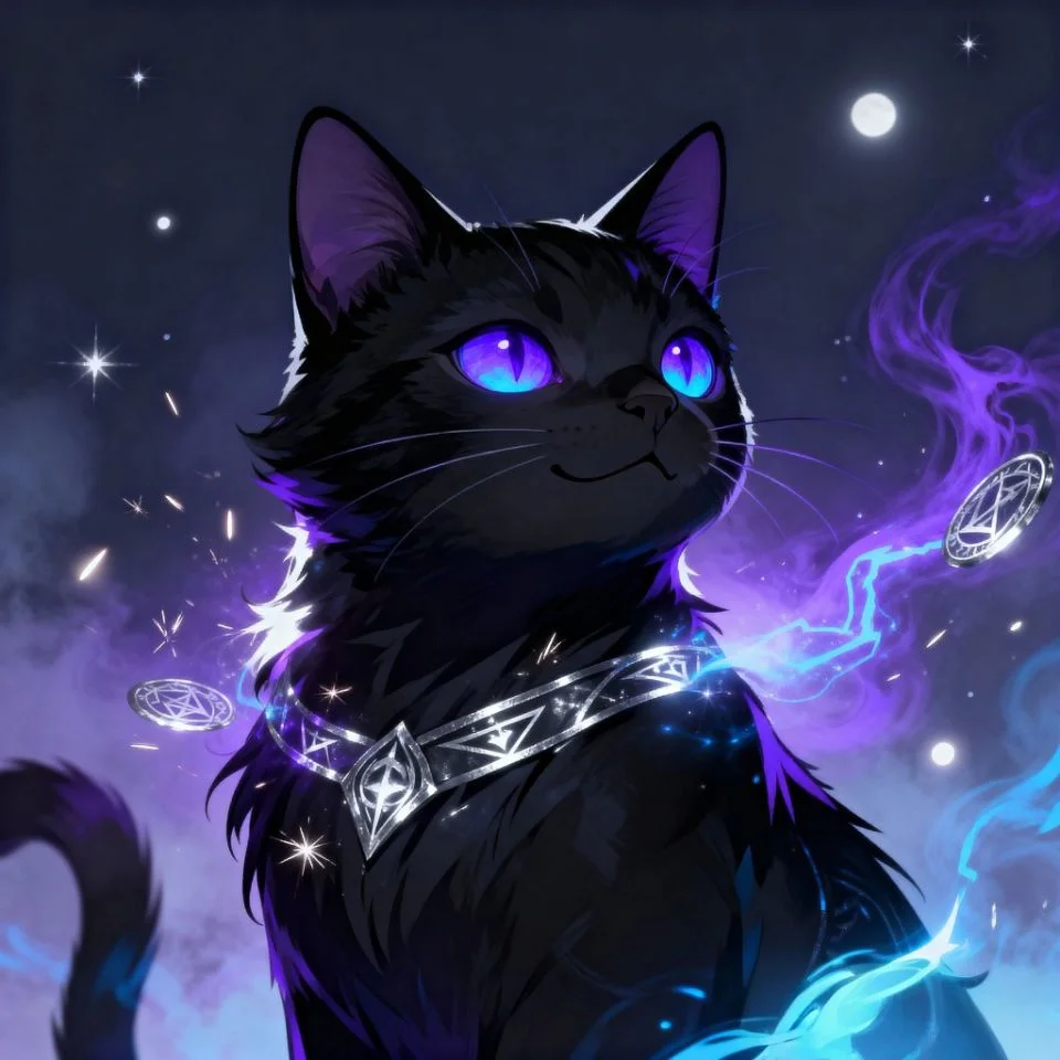 black-cat-pfp-anime-magic fantasy anime black cat with magical aura