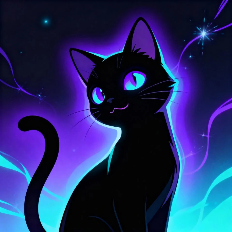 black-cat-pfp-anime-mystic anime-style black cat with glowing aura and stylized eyes