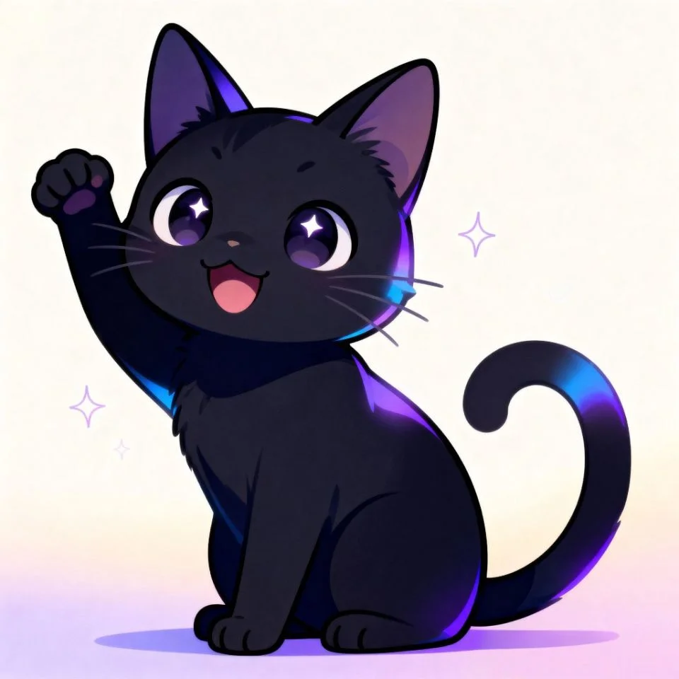 black-cat-pfp-anime-playful playful anime black cat smiling cartoon style