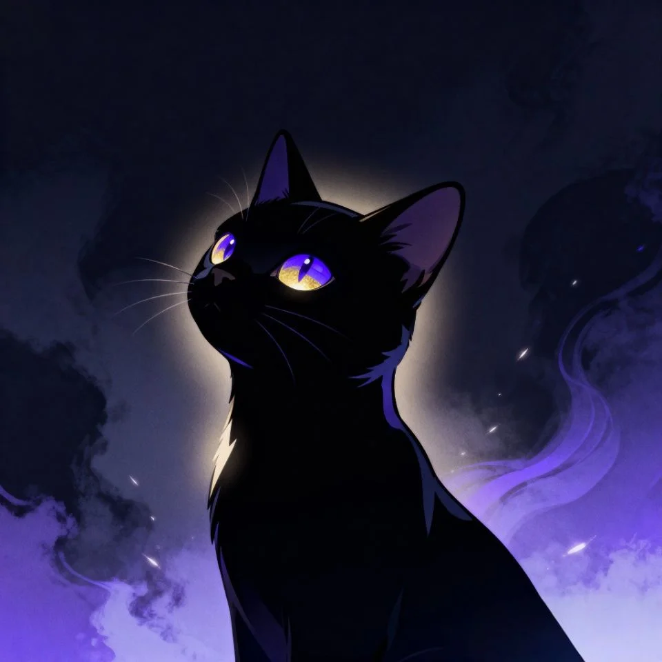 black-cat-pfp-dark-aura black cat surrounded by dark glowing aura aesthetic