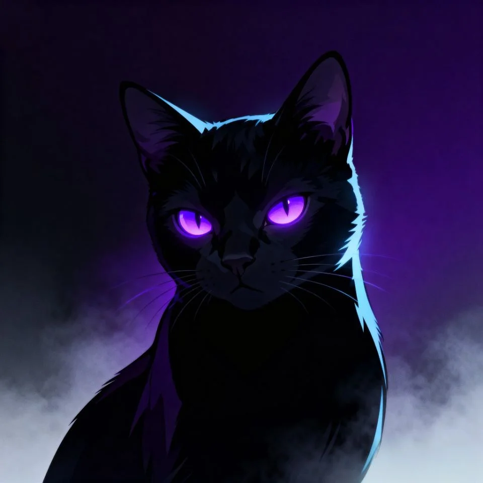 black-cat-pfp-dark-glow black cat glowing eyes in dark background aesthetic profile picture