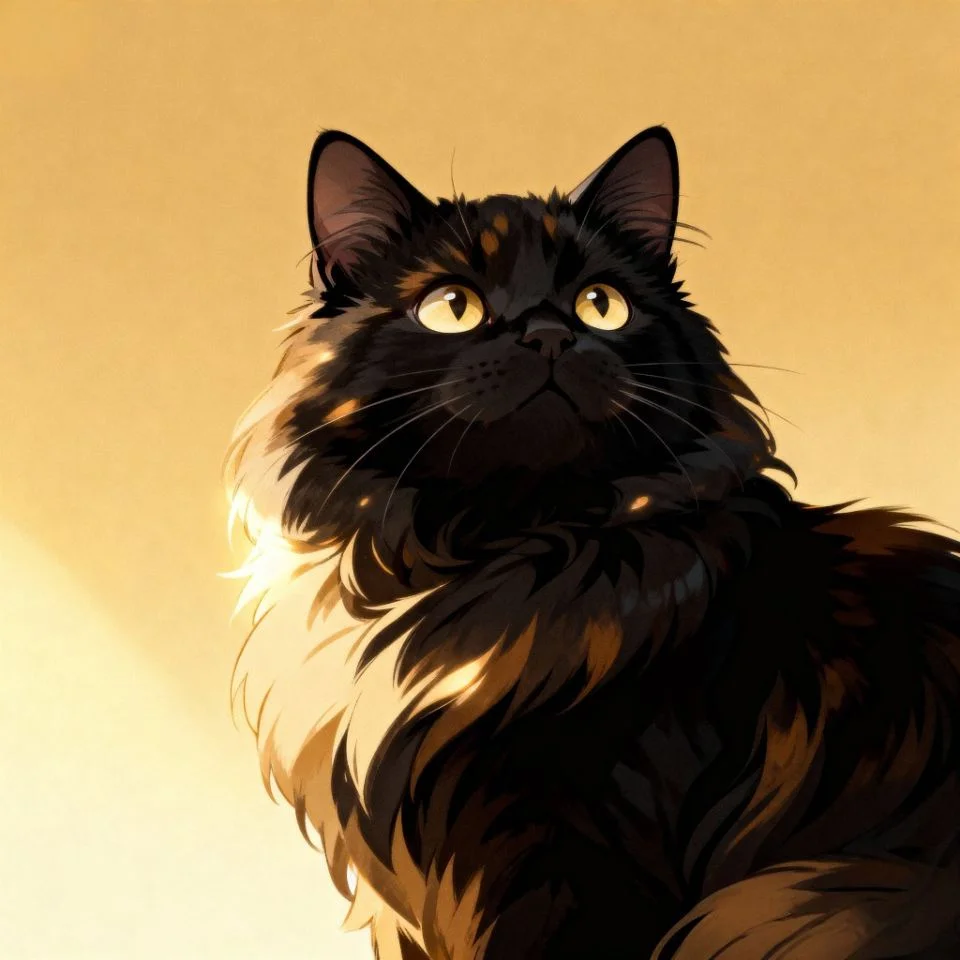 black-cat-pfp-fluffy-cute fluffy black cat soft lighting pfp