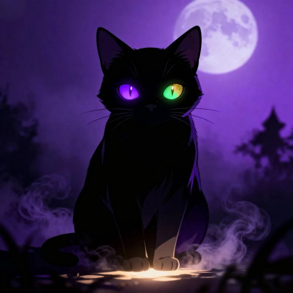 black-cat-pfp-horror-vibe eerie black cat glowing eyes spooky style