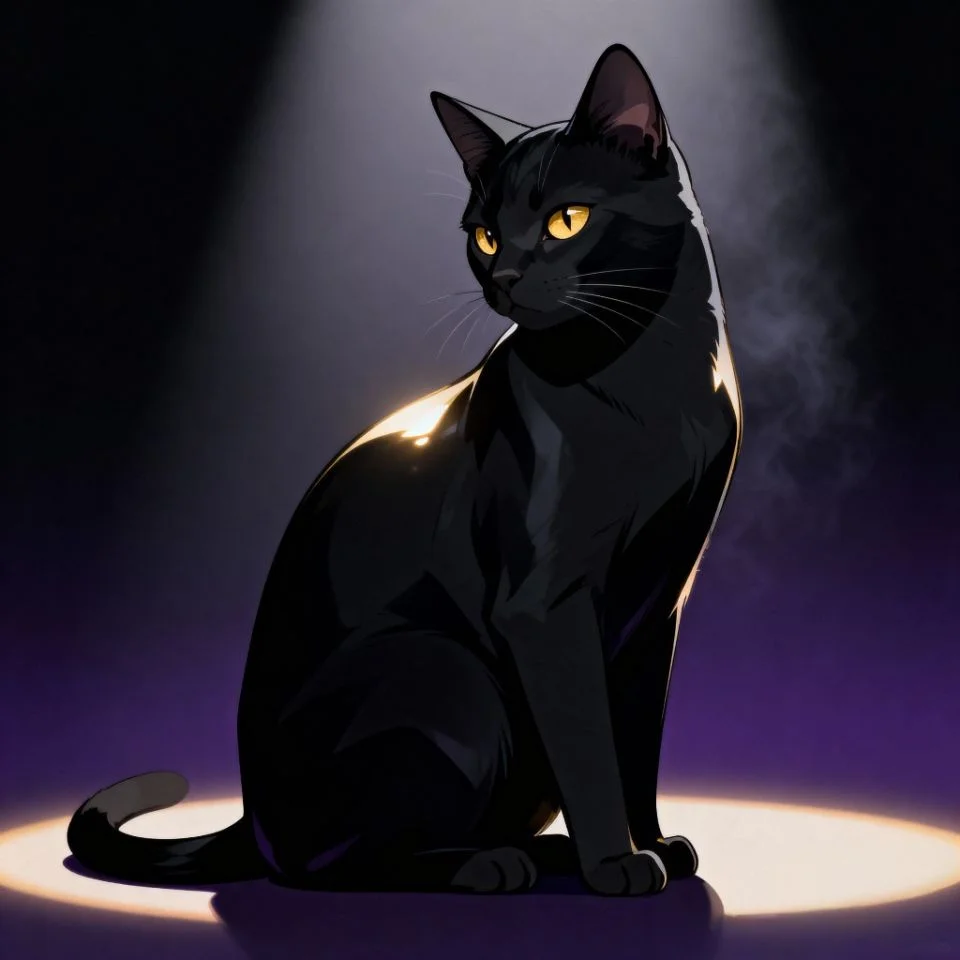 black-cat-pfp-hot-style black cat elegant pose with cinematic lighting