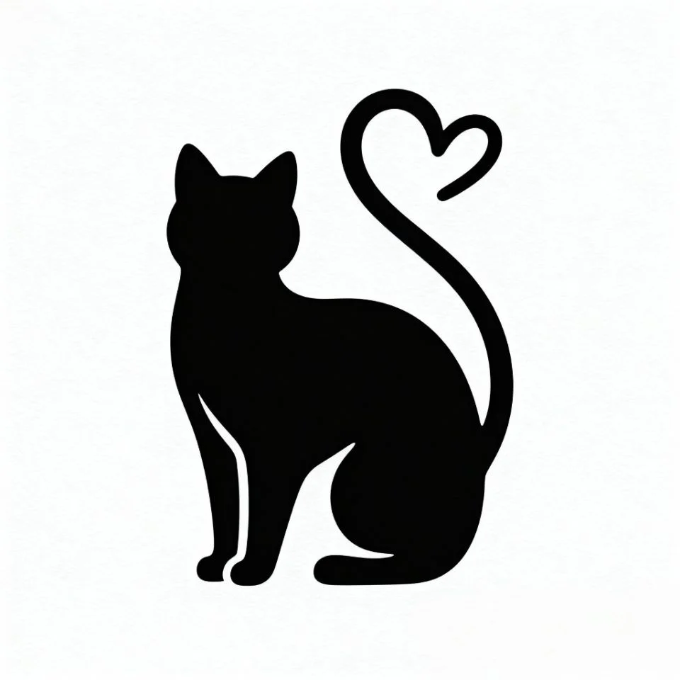 black-cat-pfp-lineart minimal black cat lineart outline on white background