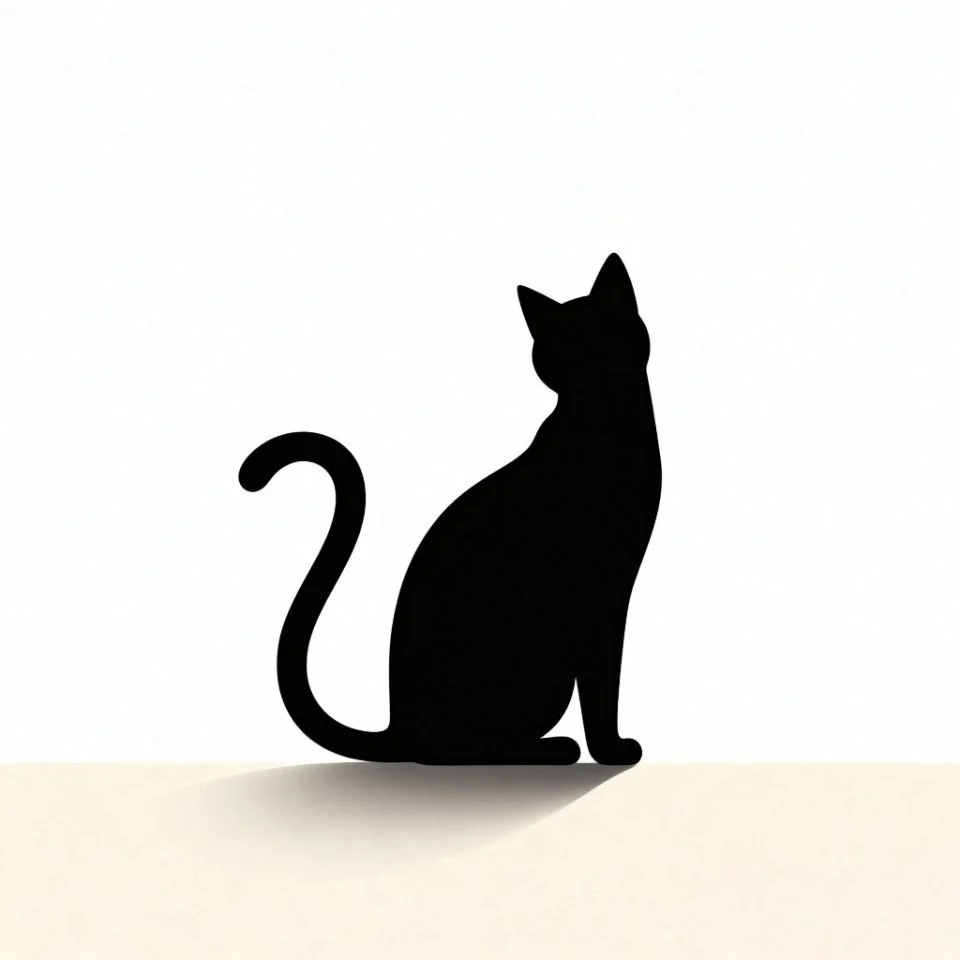 black-cat-pfp-minimal-shadow minimalist black cat silhouette with soft shadow aesthetic