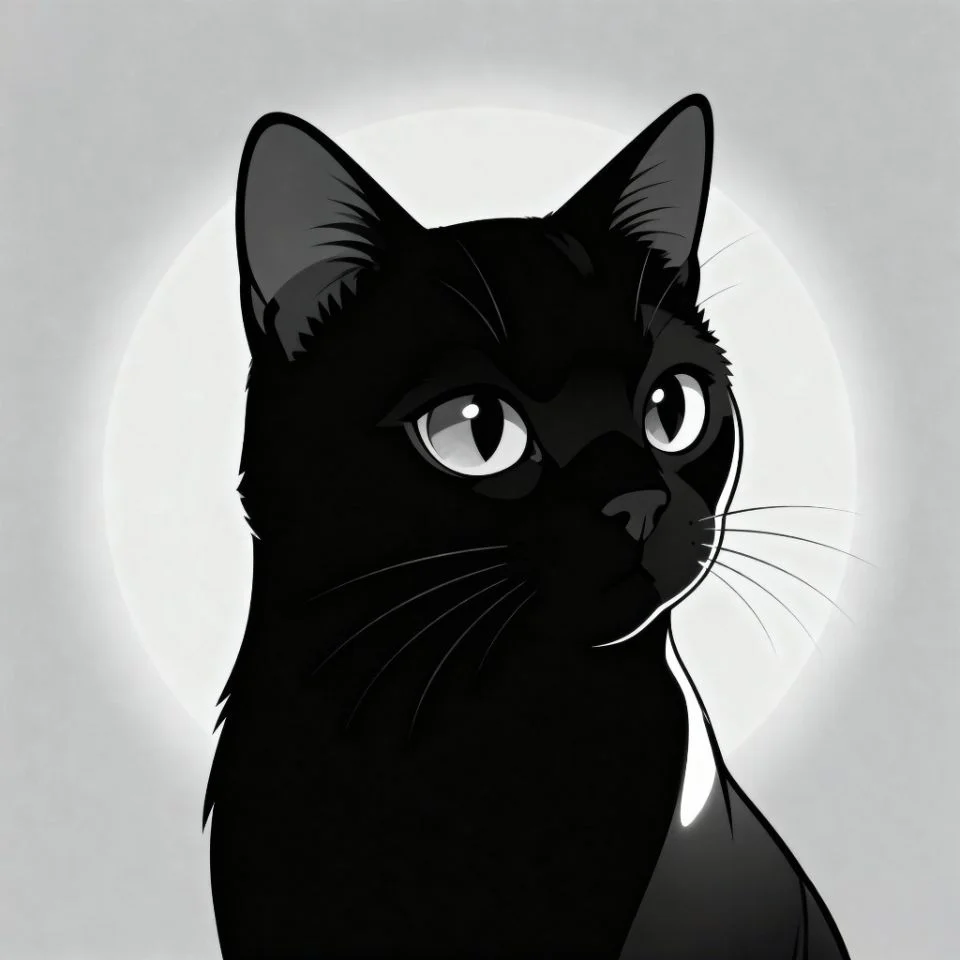 black-cat-pfp-monochrome monochrome black cat aesthetic with grey background