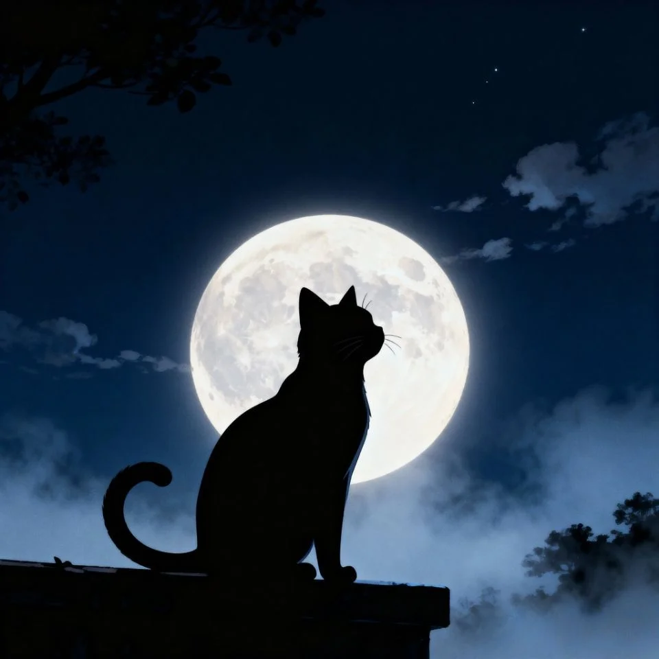 black-cat-pfp-mystery-night black cat silhouette under moonlight aesthetic
