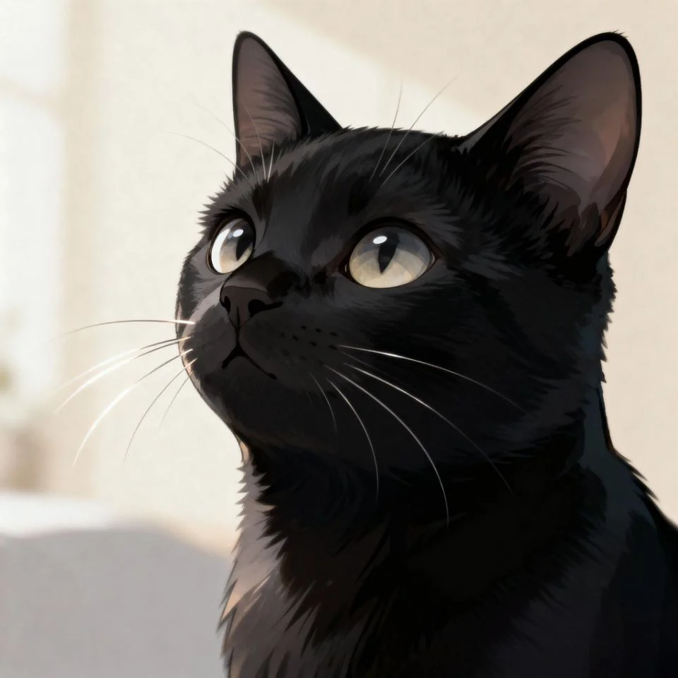 black-cat-pfp-soft-light aesthetic black cat portrait under soft neutral light