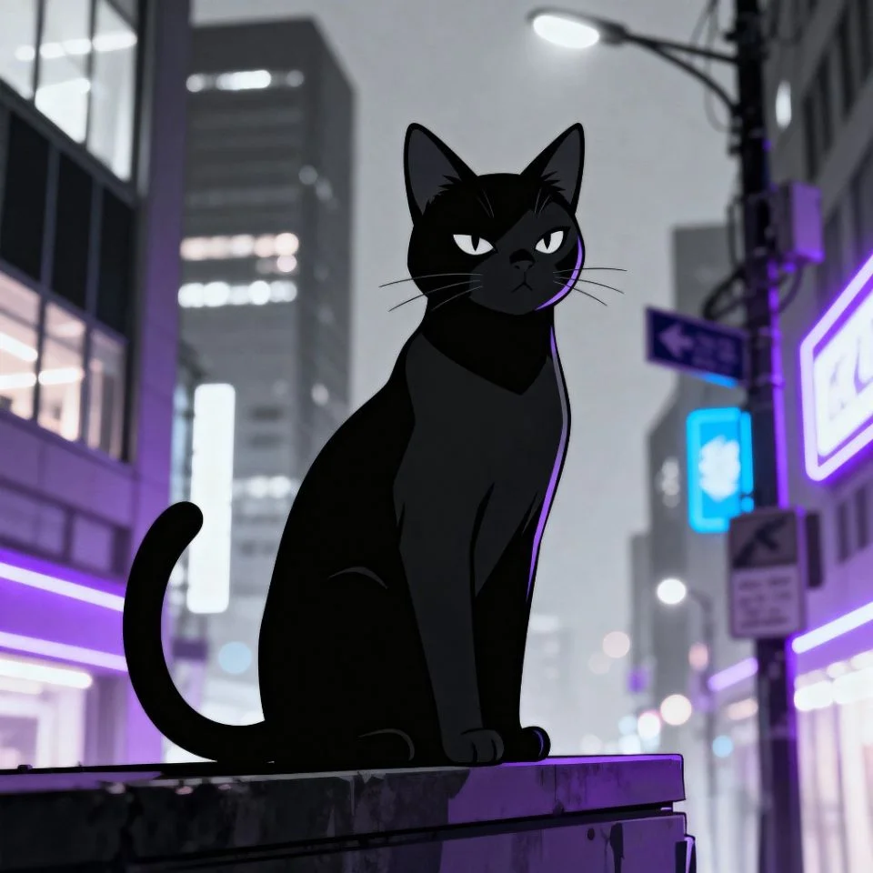 black-cat-pfp-urban-aesthetic black cat aesthetic in urban setting modern background