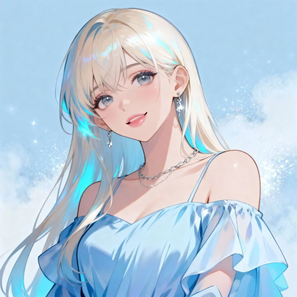 blue-aesthetic-pfp-dreamy Dreamy blue aesthetic PFP with clouds and sparkle.