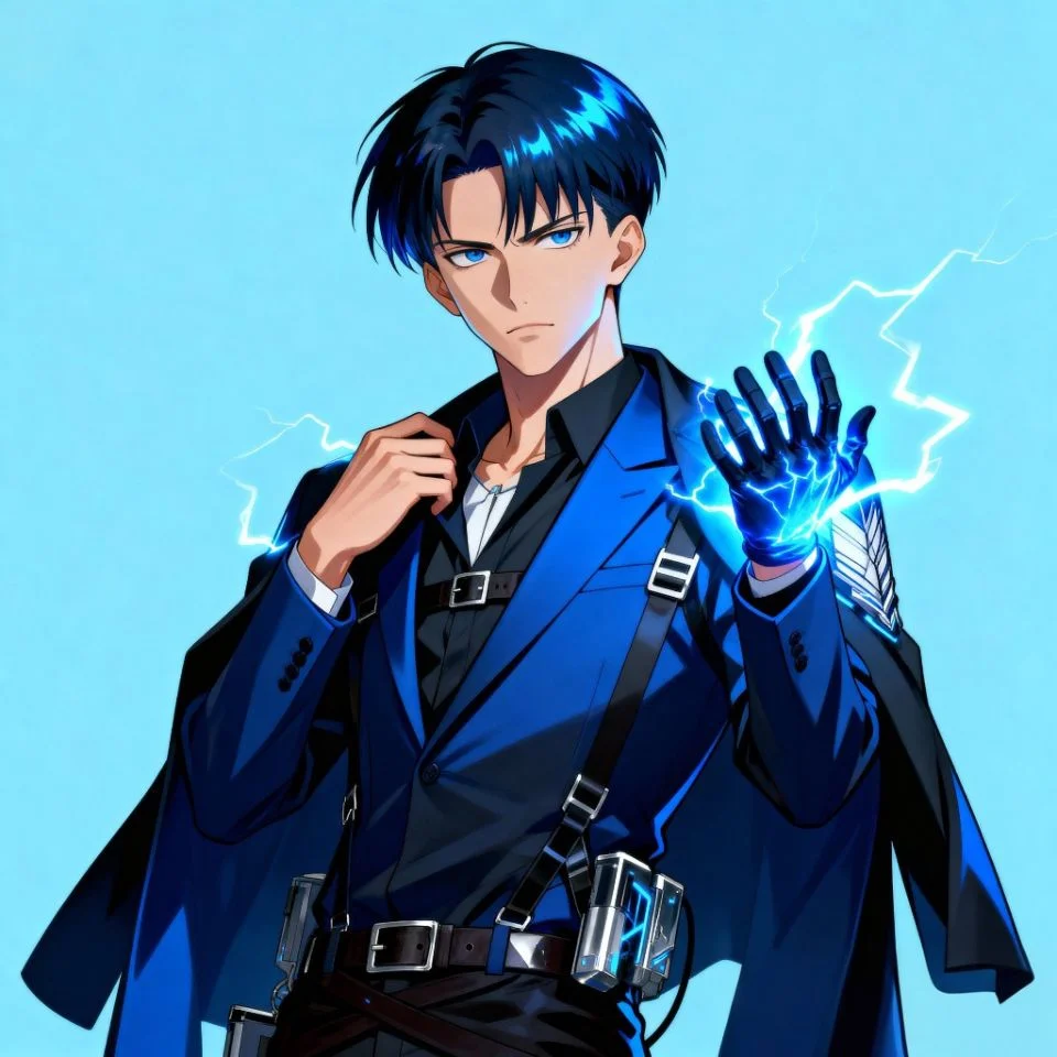 blue-anime-pfp-hero Anime hero blue PFP with power effects and strong pose.