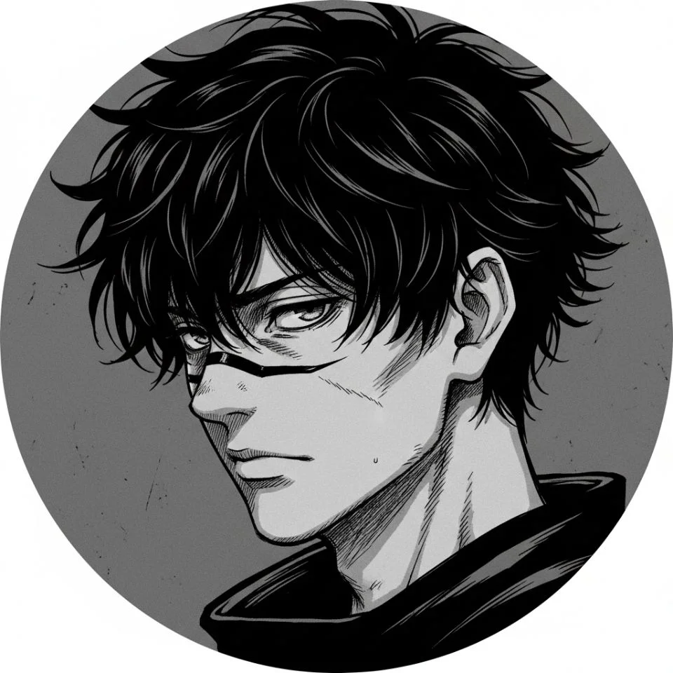 Choso manga dark PFP black ink shading closeup