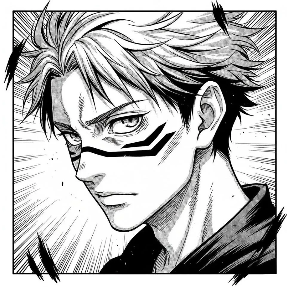 Choso manga panel PFP — black & white dramatic close-up