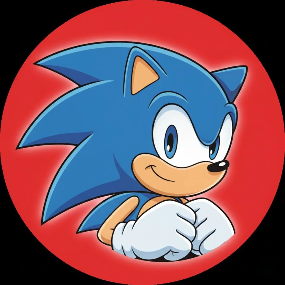 Classic Sonic PFP on red circular background