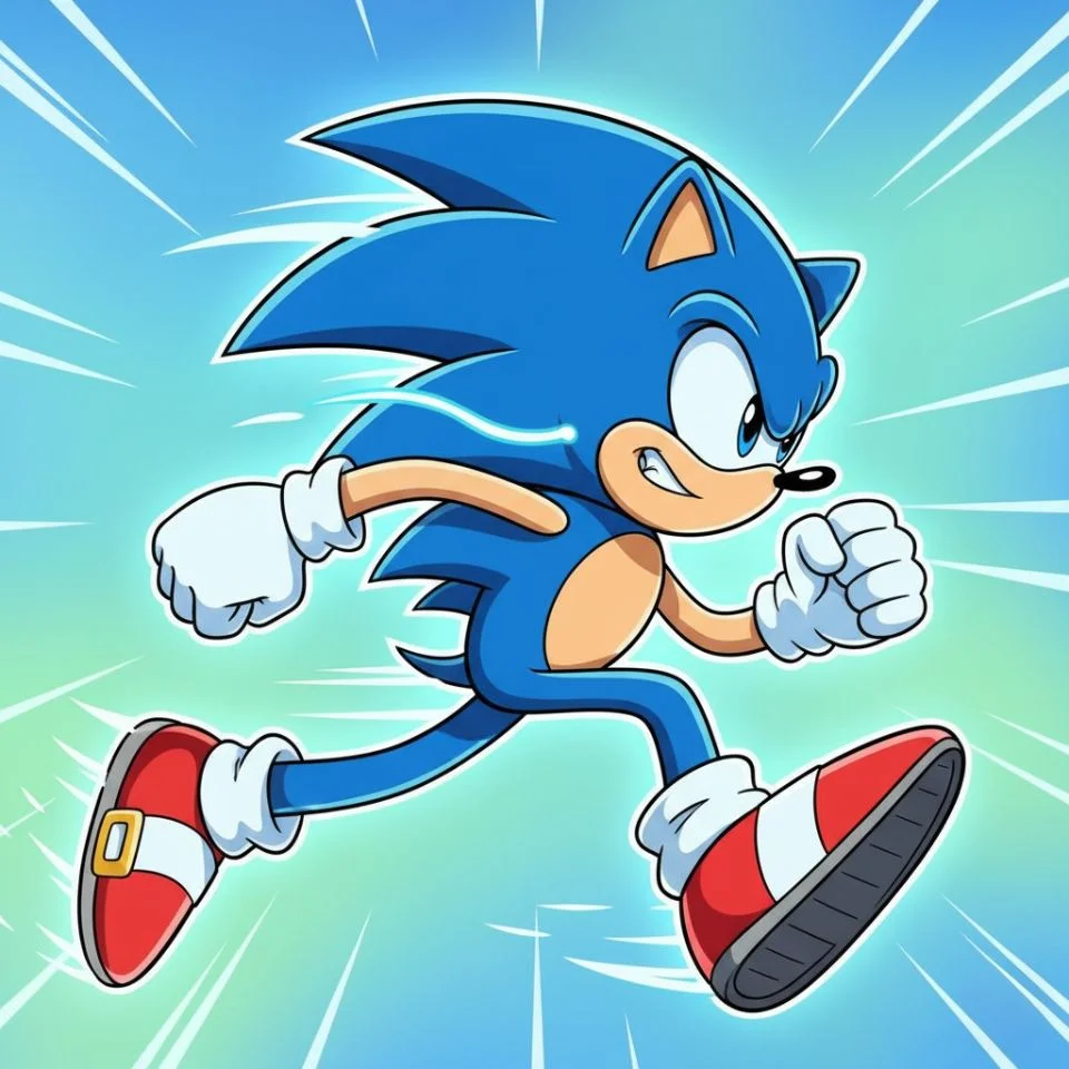 Classic Sonic running PFP with motion blur