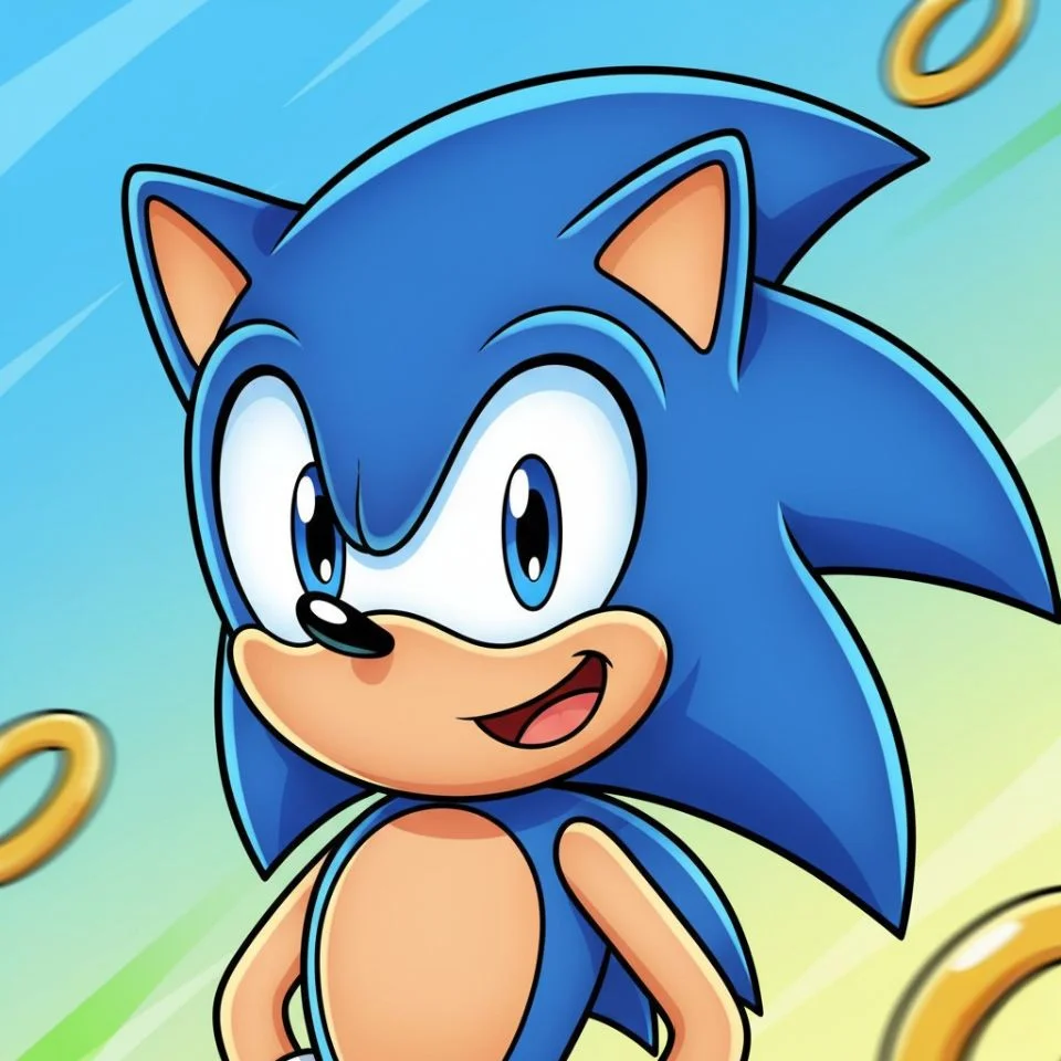 Sonic classic pose PFP with cheerful smile