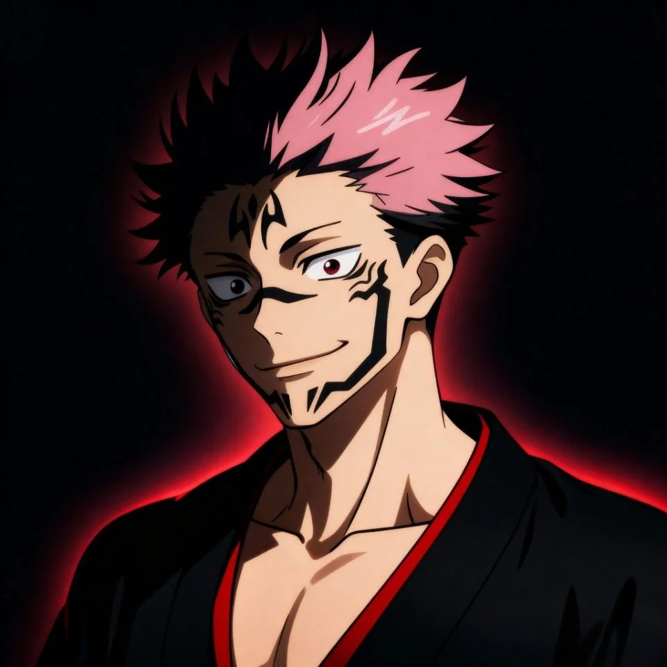 Aesthetic Sukuna PFP with soft glow and shadow effect.