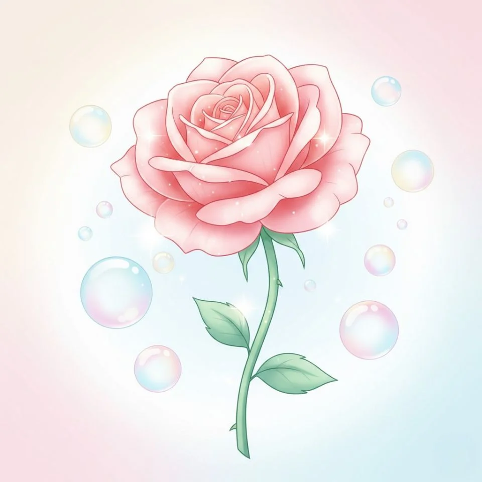 cute-flower-pfp-bubble-theme cute flower PFP with bubble theme and pastel glow