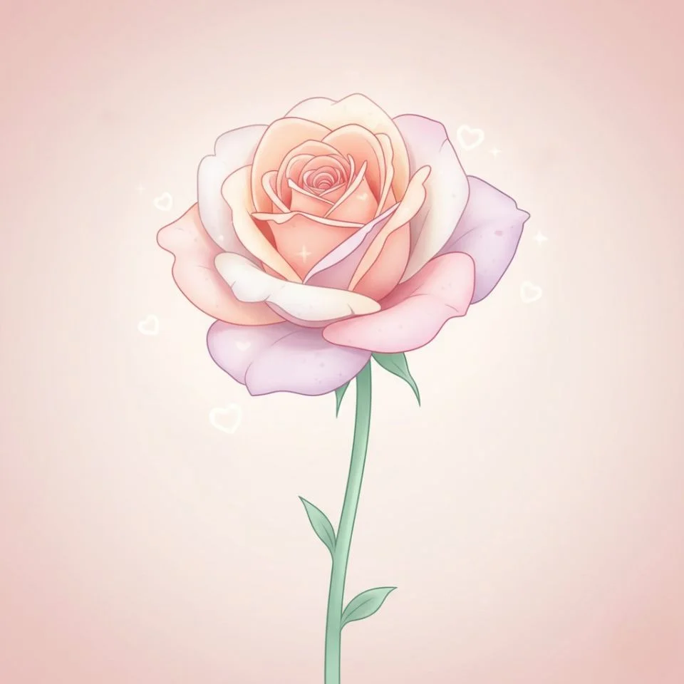 cute-flower-pfp-pastel-heart pastel cute flower PFP with heart petals and soft glow