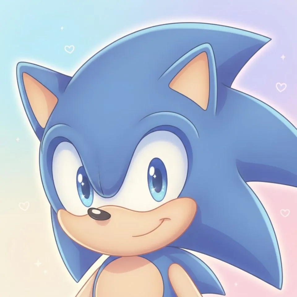 Cute Sonic PFP in pastel tones with gentle smile