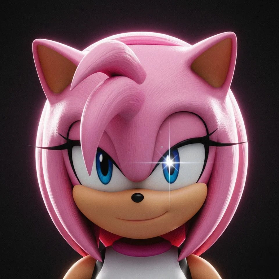 Dark aesthetic Amy Rose PFP with flash lighting effect.