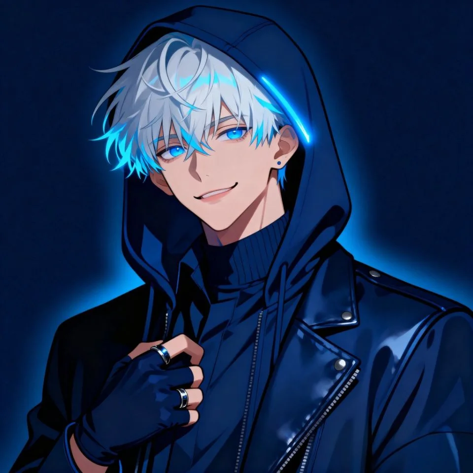 dark-blue-pfp-boy Dark blue boy PFP with hood and glowing eyes.