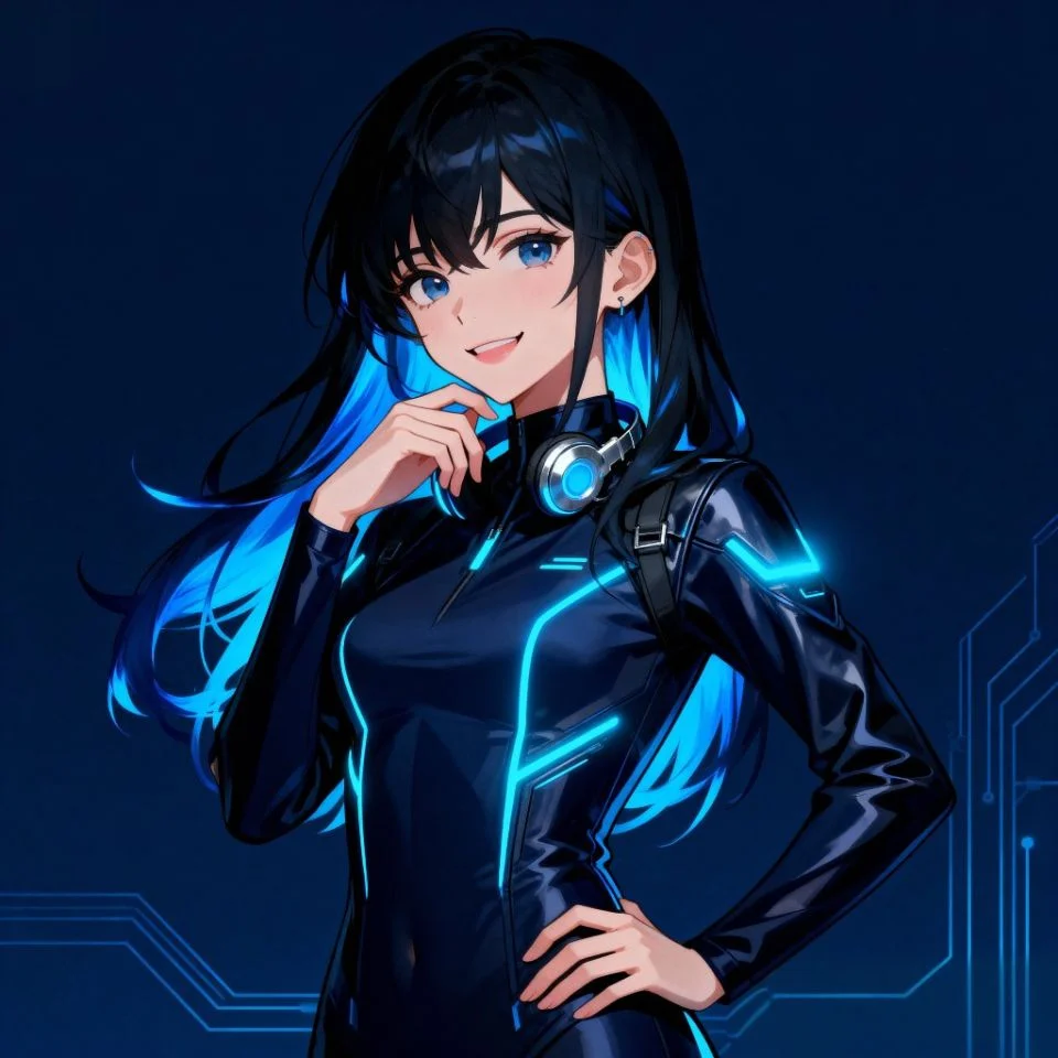 dark-blue-pfp-cyber Cyber dark blue PFP with tech-inspired background.