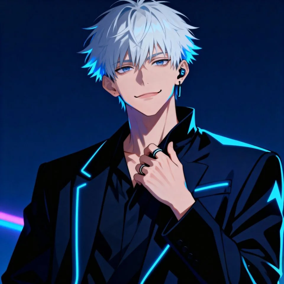 dark-blue-pfp-neon Dark blue PFP with neon light and glowing edges.