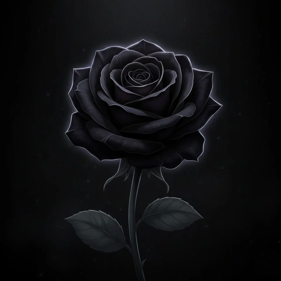 dark-flower-pfp-black-rose dark flower PFP featuring black rose on deep shadow background