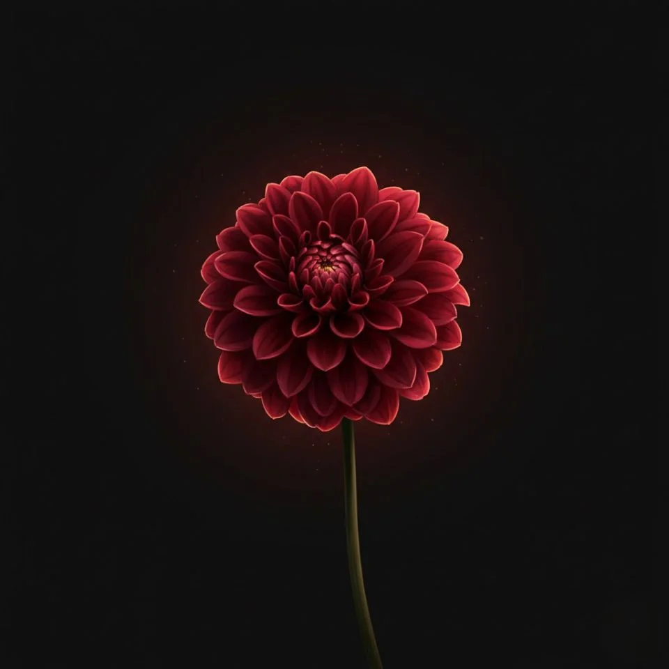 dark-flower-pfp-red-bloom red dark flower PFP with glowing petals on black backdrop