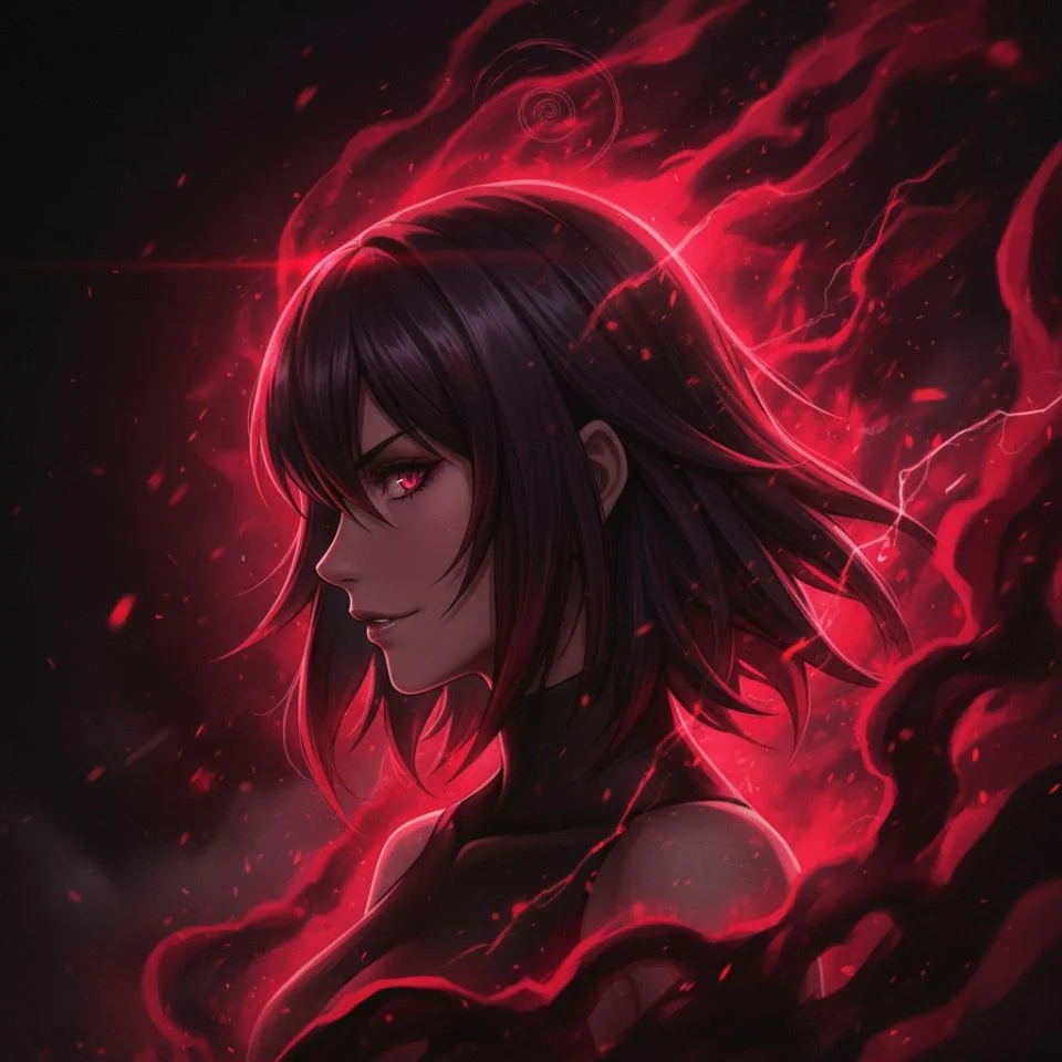 Red aura dark PFP with dramatic energy style