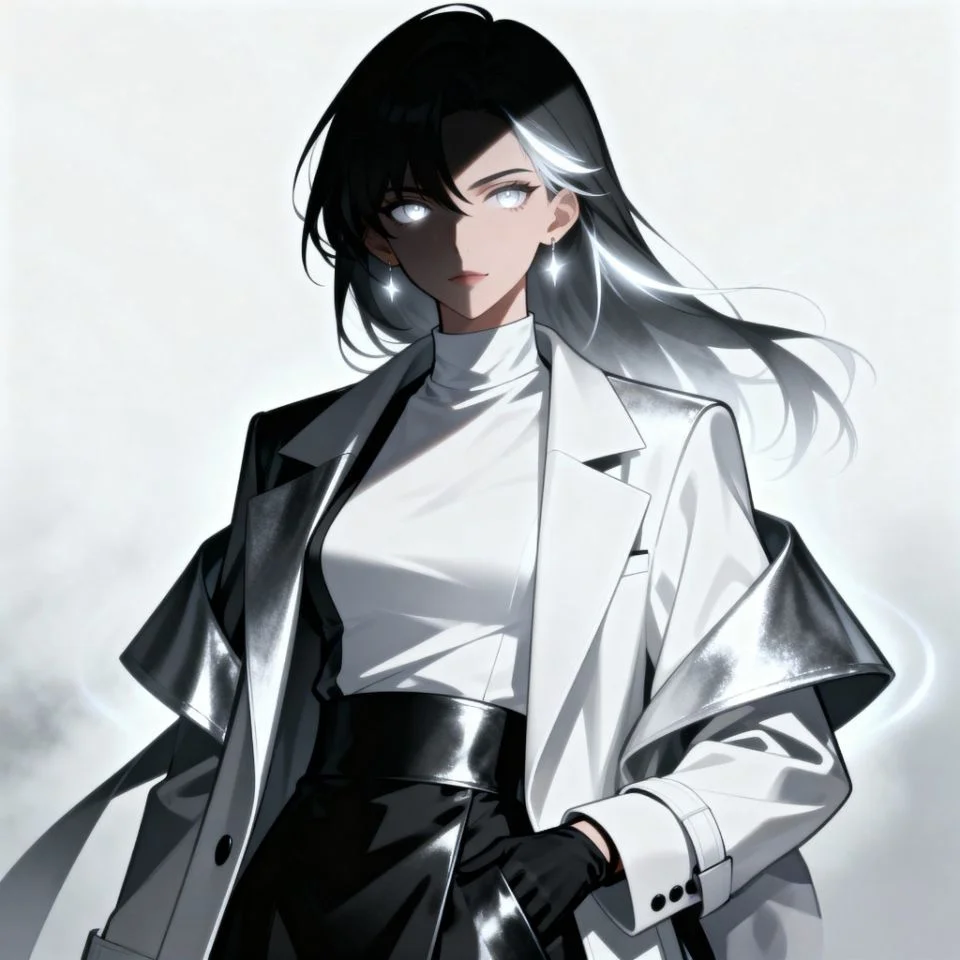 dark-white-pfp-anime-aura Create a high-contrast poster-style anime portrait of a stylish boy in a white jacket against a dark background (1:1, 4K quality).
Character & Expression:
- Boy facing slightly away, exuding confidence and mystery.
- Sharp jawline, calm expression, focused gaze.
- Hair tousled and modern — dark with subtle light reflections.
- Hands in pockets or adjusting collar for attitude.
Fashion & Styling:
- Fashion-show inspired look — white jacket over dark outfit.
- Clean, structured design with sharp folds and layered texture.
- Add minimal accessories like rings or a chain for detail.
- Blend streetwear and luxury runway fashion.
Art Style:
- **Poster Art / Graphic Design Anime Style** — bold, minimal, and cinematic.
- Clean vector lines, flat color contrast, and smooth composition.
- Feels like an anime fashion magazine cover.
Lighting & Color:
- Dominant contrast: black background, white clothing, soft gray highlights.
- Focused rim light accentuating silhouette.
- Subtle cool-toned glow for modern appeal.
Mood & Atmosphere:
- Confident, calm, and stylish — quiet strength through minimalism.
- Fashion-forward aura with mystery and edge.
Background:
- Simple dark backdrop or gradient with faint texture.
- Optional thin outline or circular frame for PFP focus.