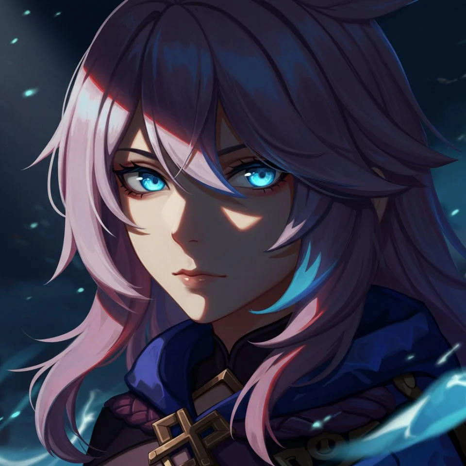 Dark anime Furina PFP with moody shadows