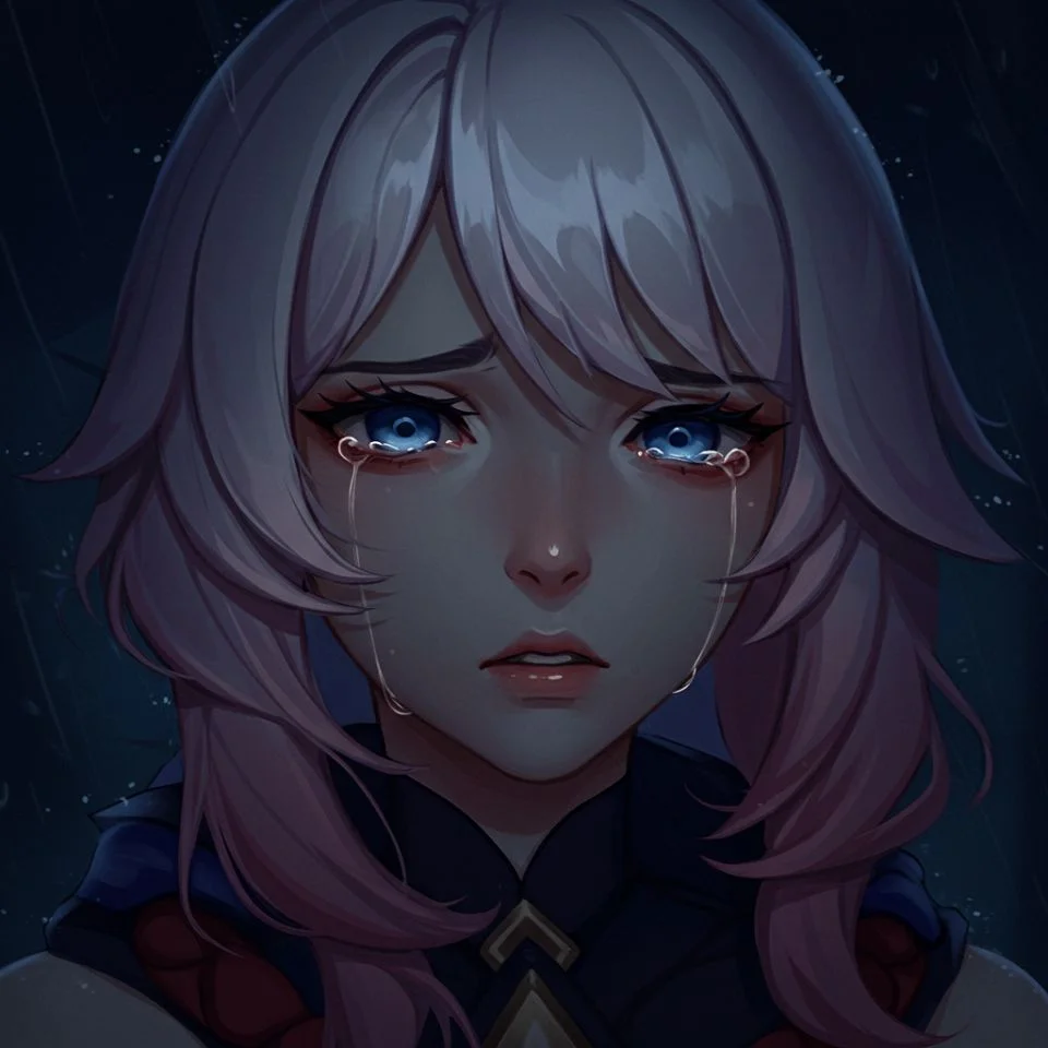 Crying Furina PFP in dark tones