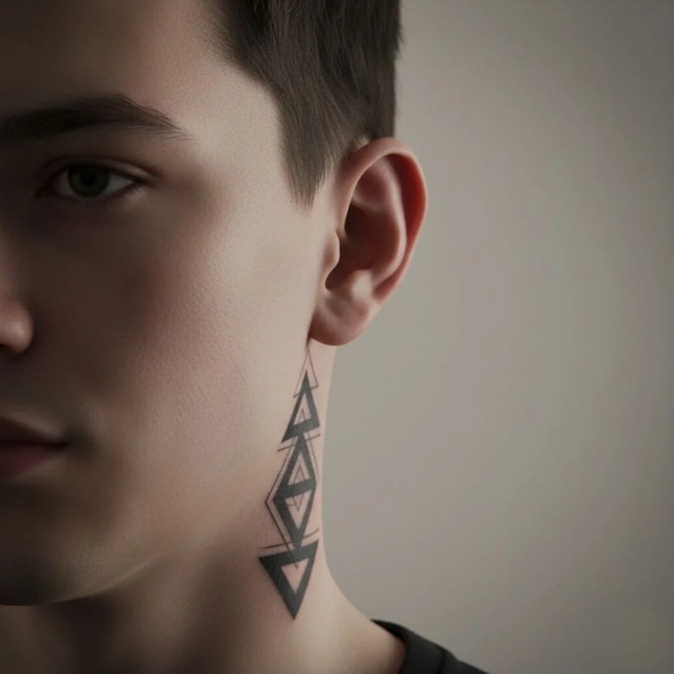 Geometric triangle pattern along sideburn