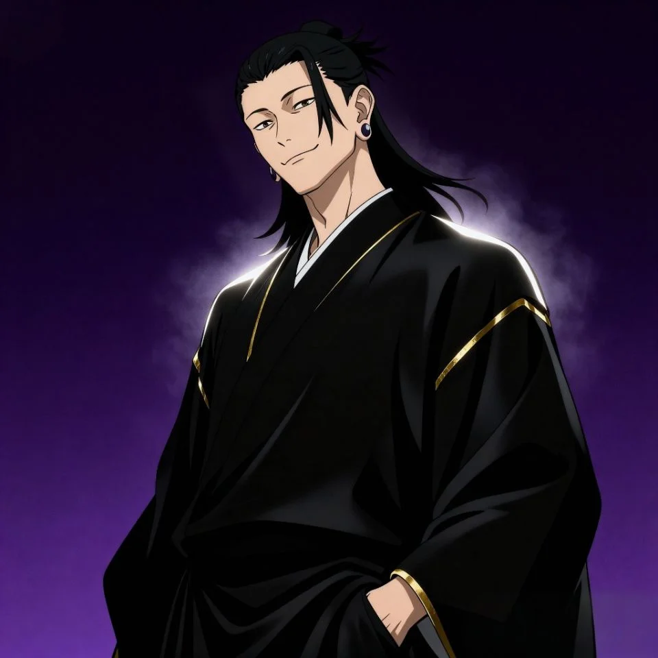 Geto anime PFP cool pose with long hair and calm vibe.