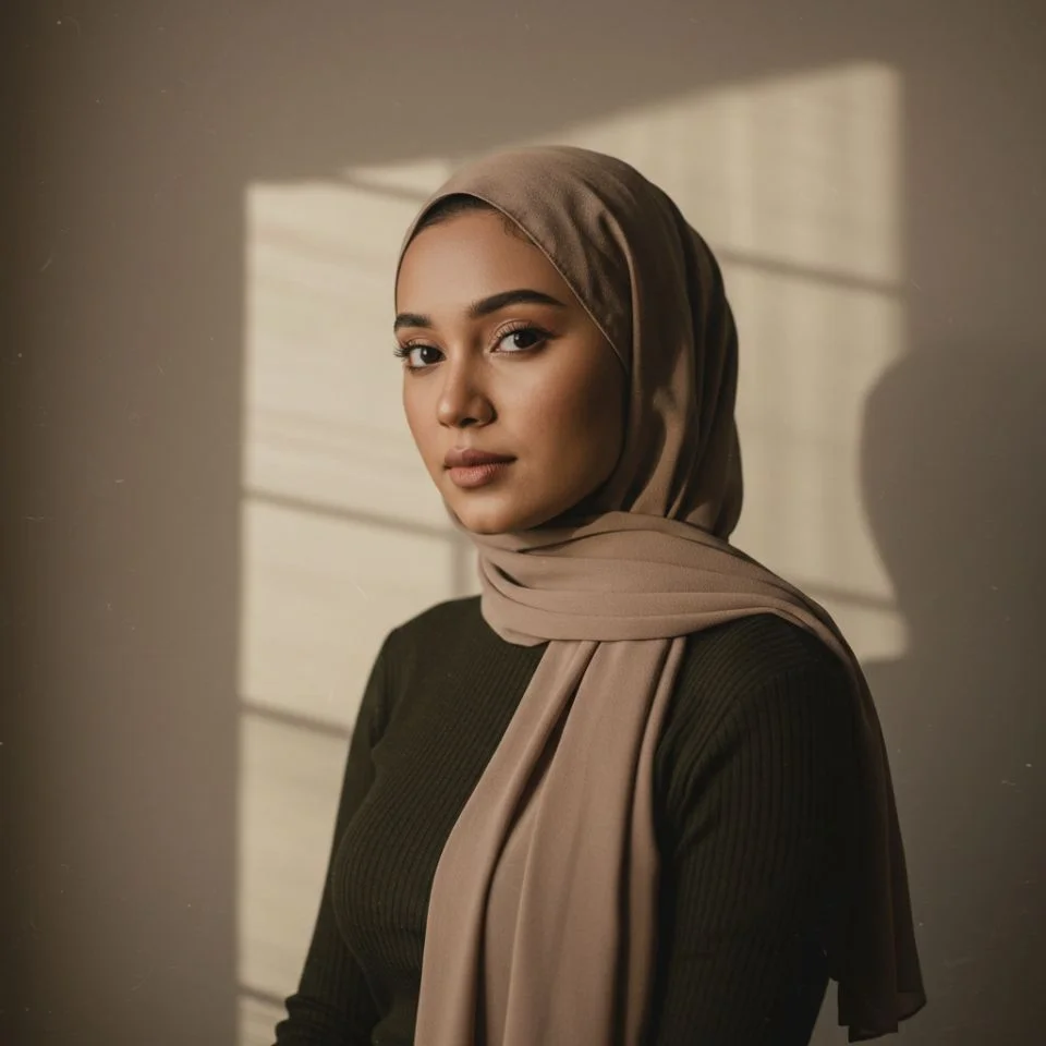 hijab-dp-aesthetic-film Aesthetic Hijab DP — film grain texture portrait