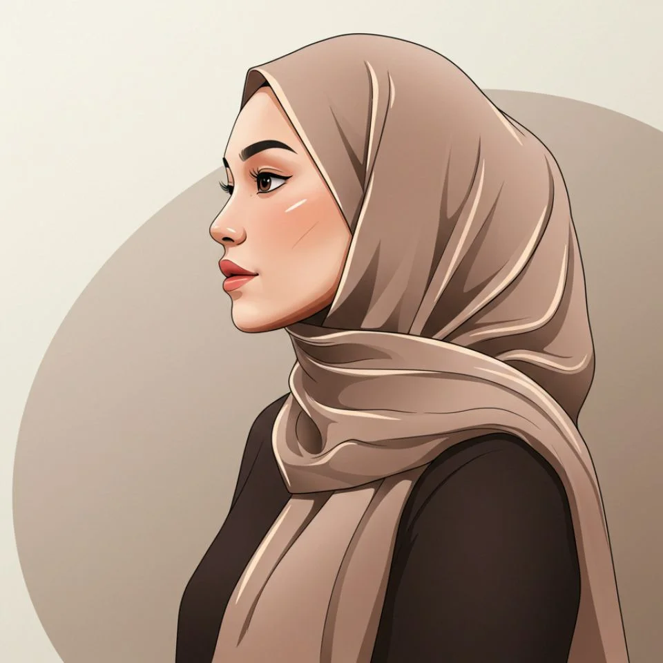 hijab-dp-aesthetic-vintage Aesthetic Hijab DP — vintage tone side profile