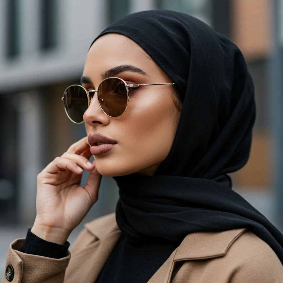 hijab-dp-attitude-look Attitude Hijab DP — confident look with shades