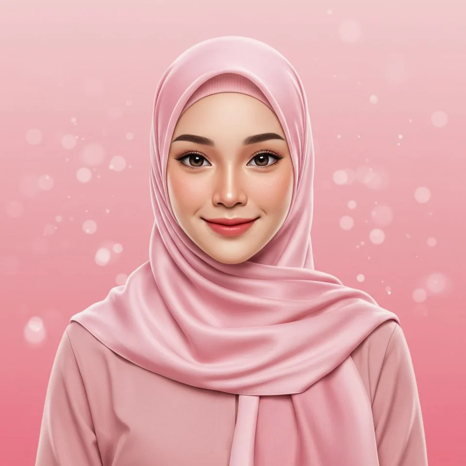 hijab-dp-cute-pinktone Cute Hijab DP — pink tone studio portrait