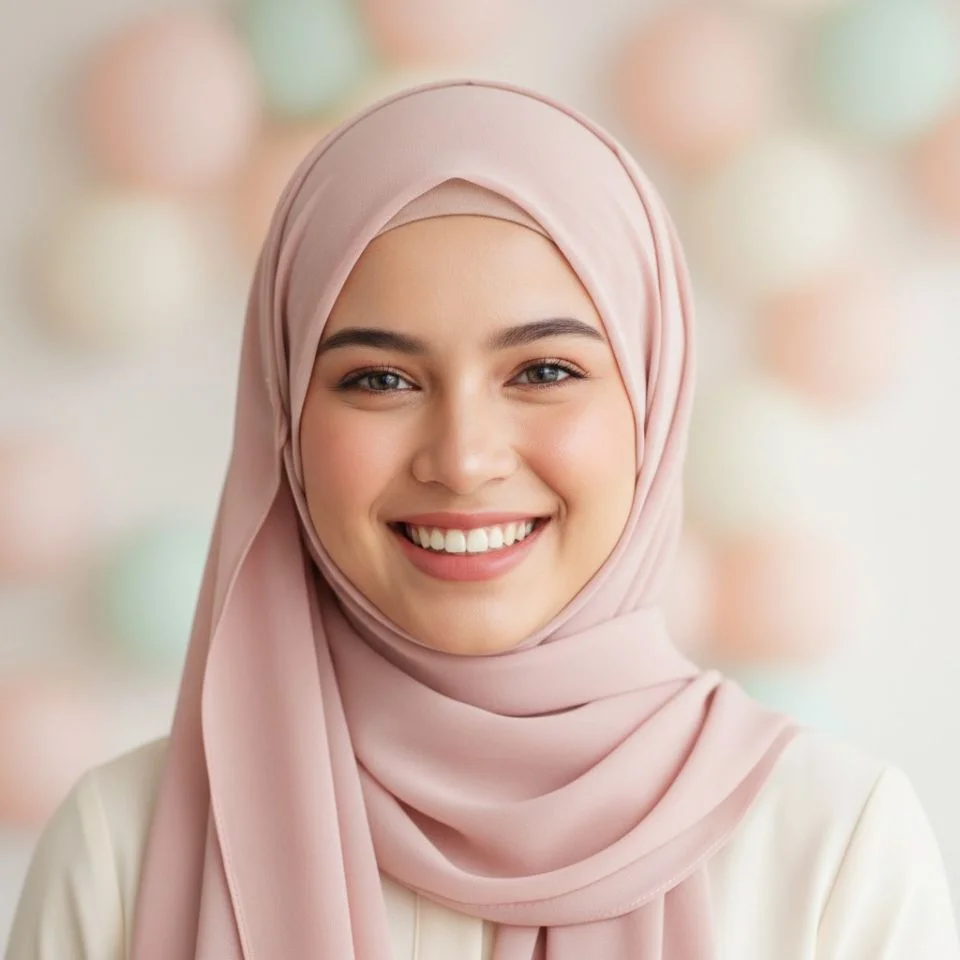 hijab-dp-cute-smile Cute Hijab DP — smiling girl with soft pastel background