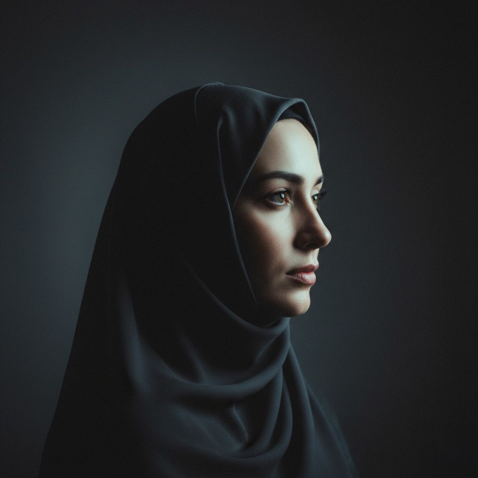 hijab-dp-dark-shadow Dark Hijab DP — shadow face low light contrast