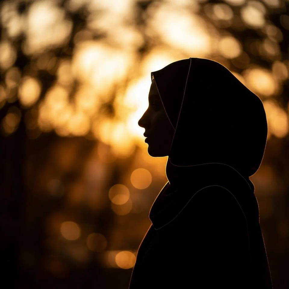 hijab-dp-feature-silhouette Featured Hijab DP — silhouette side-profile with warm bokeh