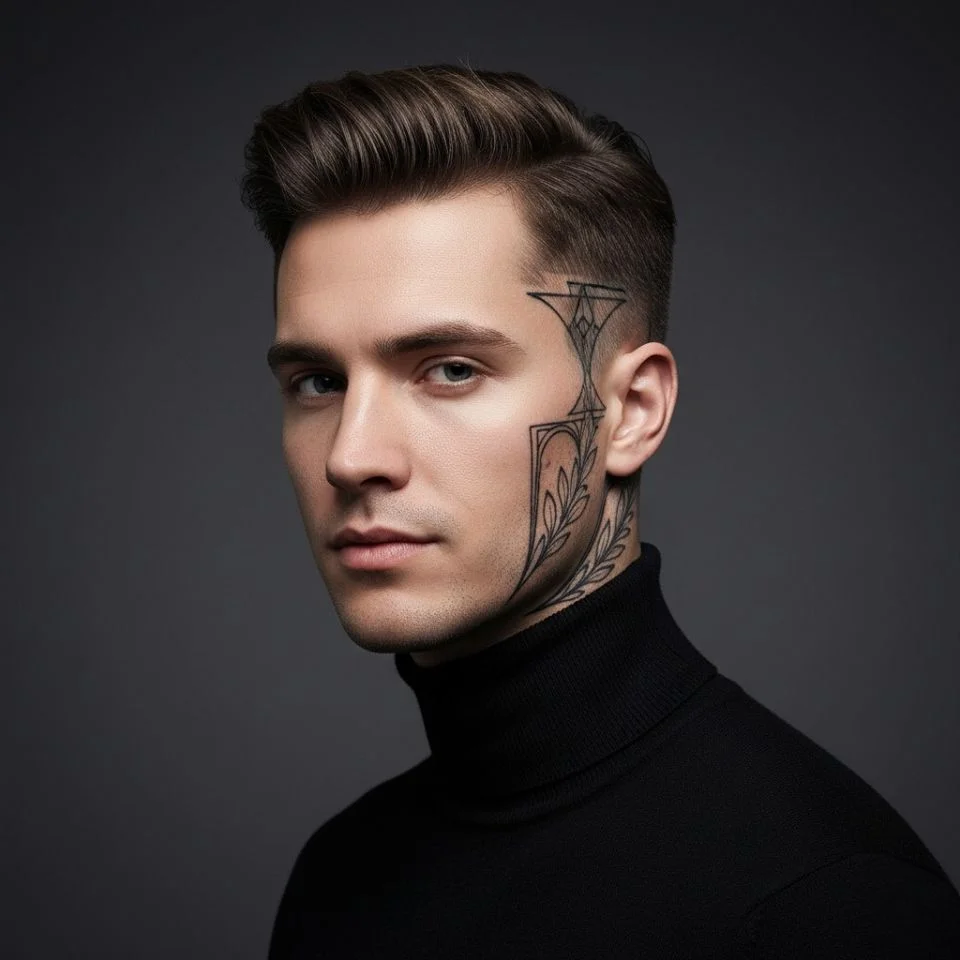 Influencer with unique sideburn tattoo