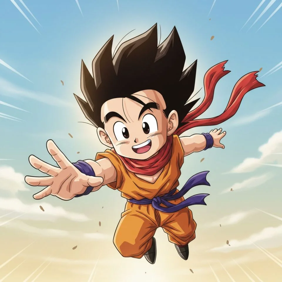 kid-gohan-pfp-flying Kid Gohan flying pose — anime frame style