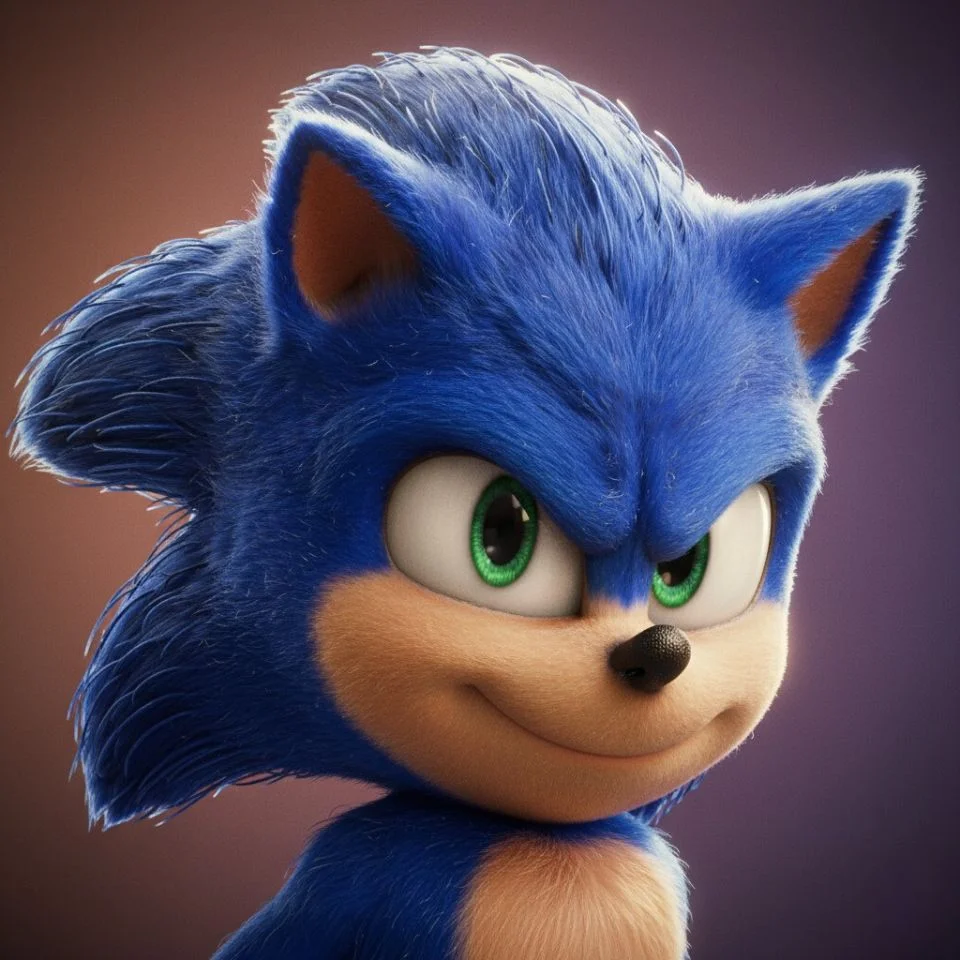 Movie Sonic 3D realistic profile picture close-up