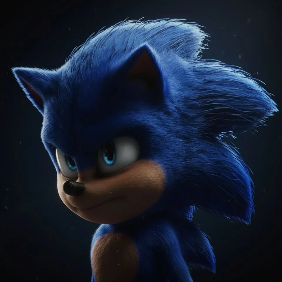 Movie Sonic dark-themed cinematic portrait